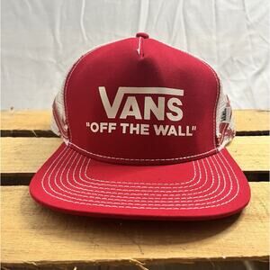 Vans Off The Wall Red White Trucker Snapback Hat OSFM